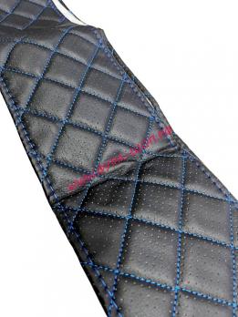 Оплётка, на, руль, экокожа, ромб, перфорация, 45см., XXL, черная, синяя, нить, (игла)