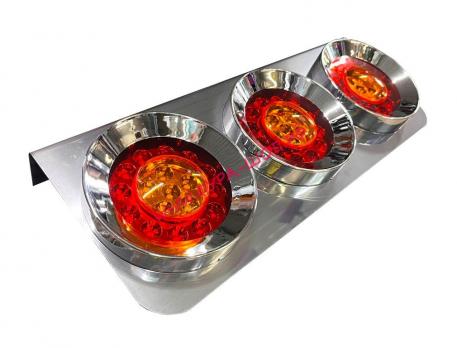 Фонарь задний ХРОМ 3-х сек круглые светодиодный LED (24V) 50х20х3,5см шт