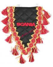 Вымпел с вышивкой,треугольный Scania (экокожа) С бахромой черный
