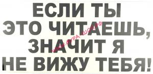 Наклейка (вырезанная) "Если ты это читаешь, то я тебя не вижу" (23х50) чёрный 07698