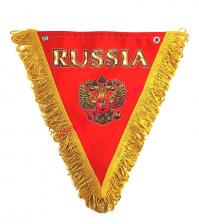 Вымпел "RUSSIA" треугольный (20х26 см) красный фон