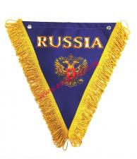 Вымпел "RUSSIA" треугольный (20х26 см) синий фон