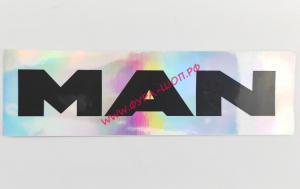 Наклейка Эмблема MAN (9х31см) серебряный фон 1шт