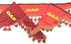 Ламбрекен двухсторонний + боковушка экокожа (с обратной стороны велюр)  DAF красный