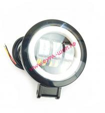 Фара противотуманная круглая LED 30W 12-80 V 3 линзы, ободок НЕОН 1шт