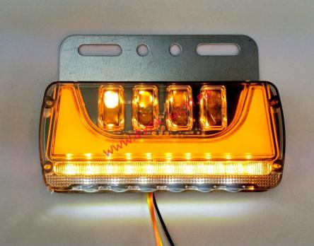Габарит LED NEON желтый 12-24V с кронштейном бегущий поворот 140х65х20мм MS-A034