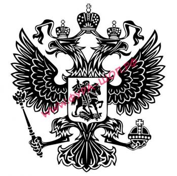 купить, CN7605, наклейка, (вырезанная), Герб, России, ( 35х36см), черный, 07524