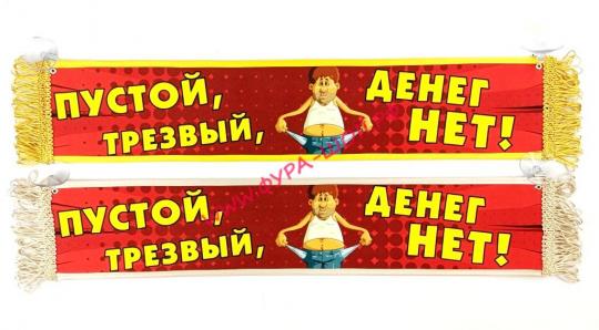 ВЫМПЕЛ ТАБЛИЦА ПУСТОЙ ЗЛОЙ,ТРЕЗВЫЙ И БЕЗ ДЕНЕГ! 50х10см