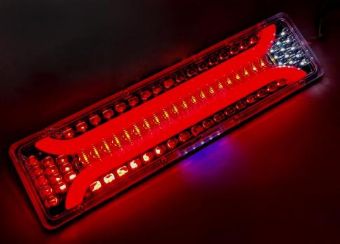 Фонарь задний LED 12-24Vс кабелем, бегущий поворот, коромысло, 460х120х18 мм (к-т 2 шт)  F