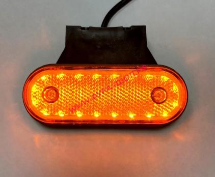 Купить Габарит светодиодный 12V желтый на кронштейне овальный диоды по кругу в Москве