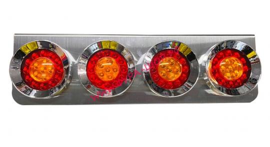 Фонарь задний ХРОМ 4-х сек круглые светодиодный LED (24V) 67х20х4см